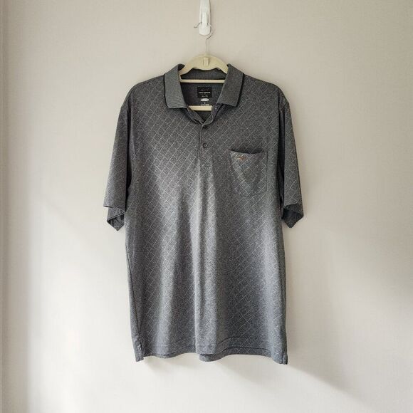 Greg Norman Mens Polo Shirt Size L Short Sleeve Grey Front Pocket - Picture 1 of 6